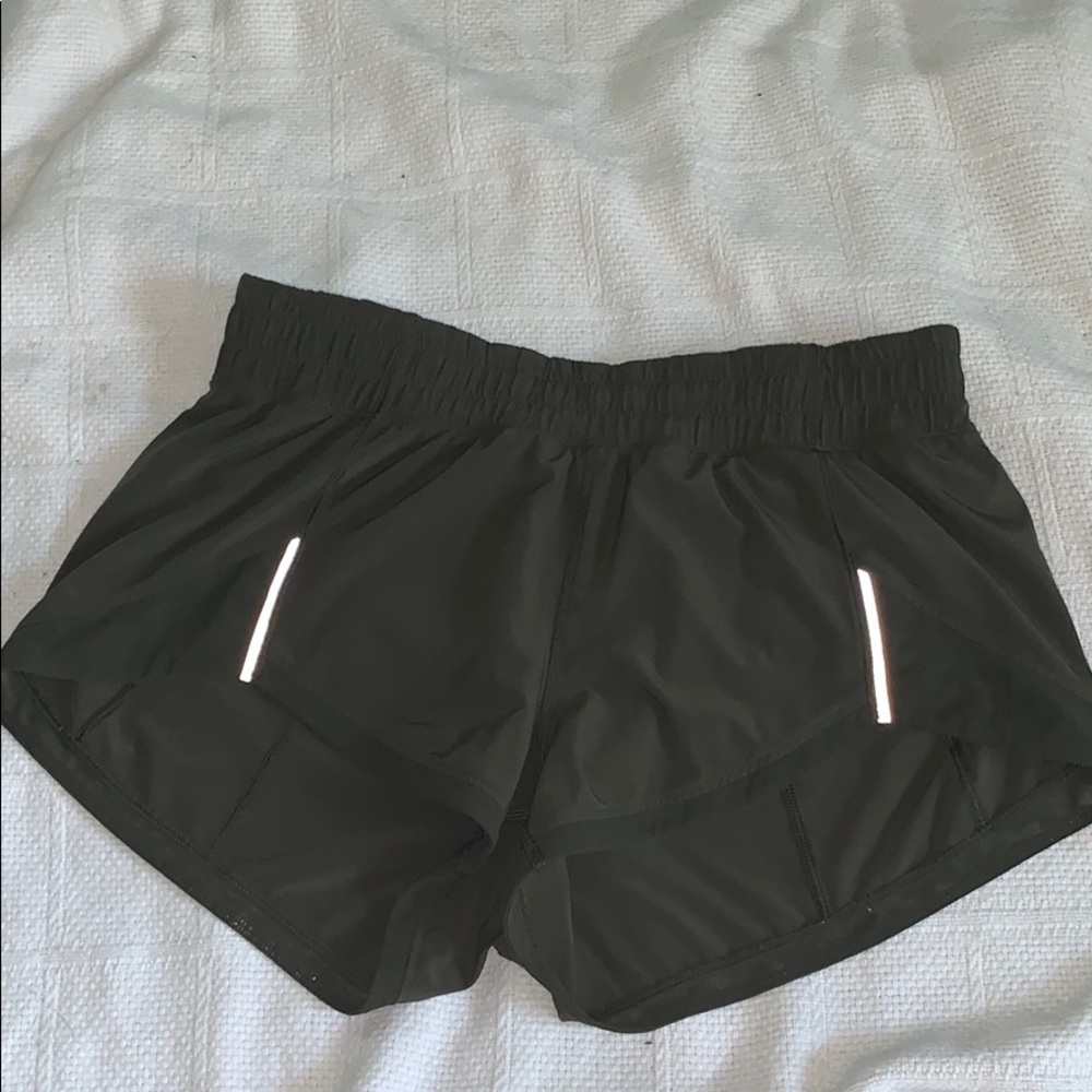 Army green lulu lemon shorts